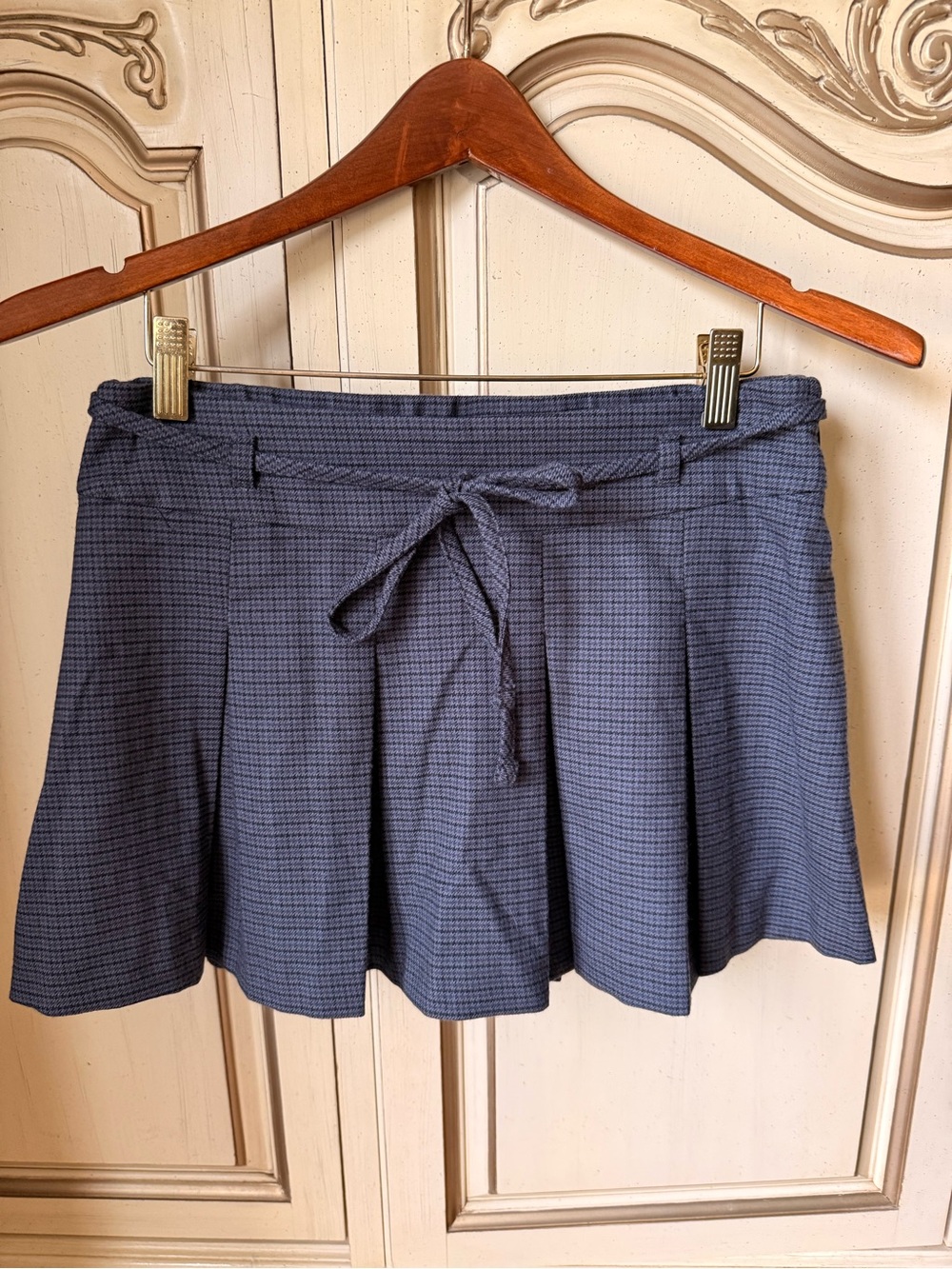 Plaid Tie-Waist Mini Skirt with Shorts